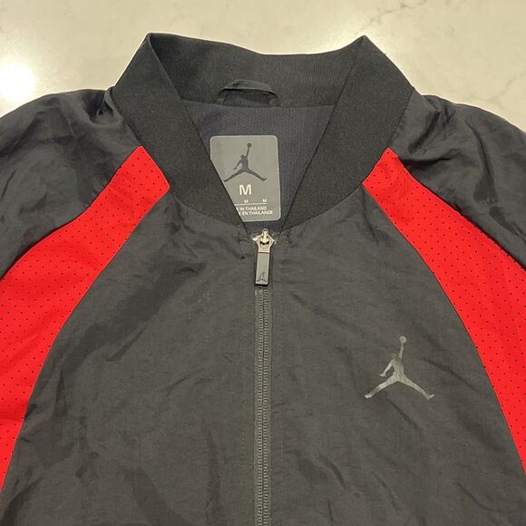 Nike Air Jordan Mens Medium 1 Wings Woven Muscle Track Jacket Black Red - Picture 8 of 16